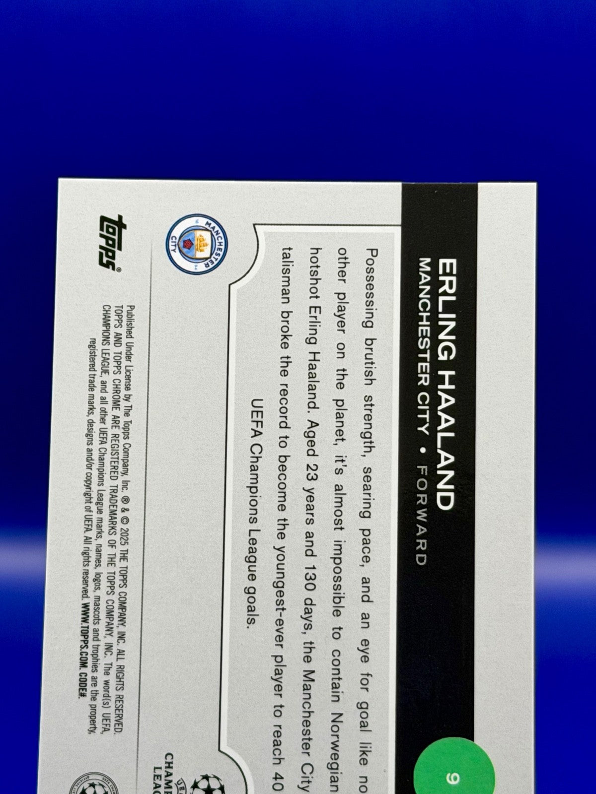 Topps Chrome 2022 Champions League Erling Haaland Soccer Card /25