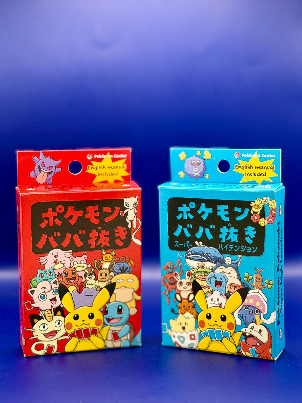 Set Of 2 - Pokemon Babanuki Old Maid Deck Blue + Red - Pokemon Center Japan