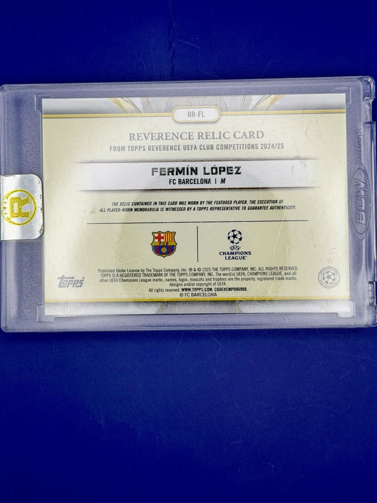 2024-25 Topps Reverence Fermin Lopez FC Barcelona Player Worn Relic /99