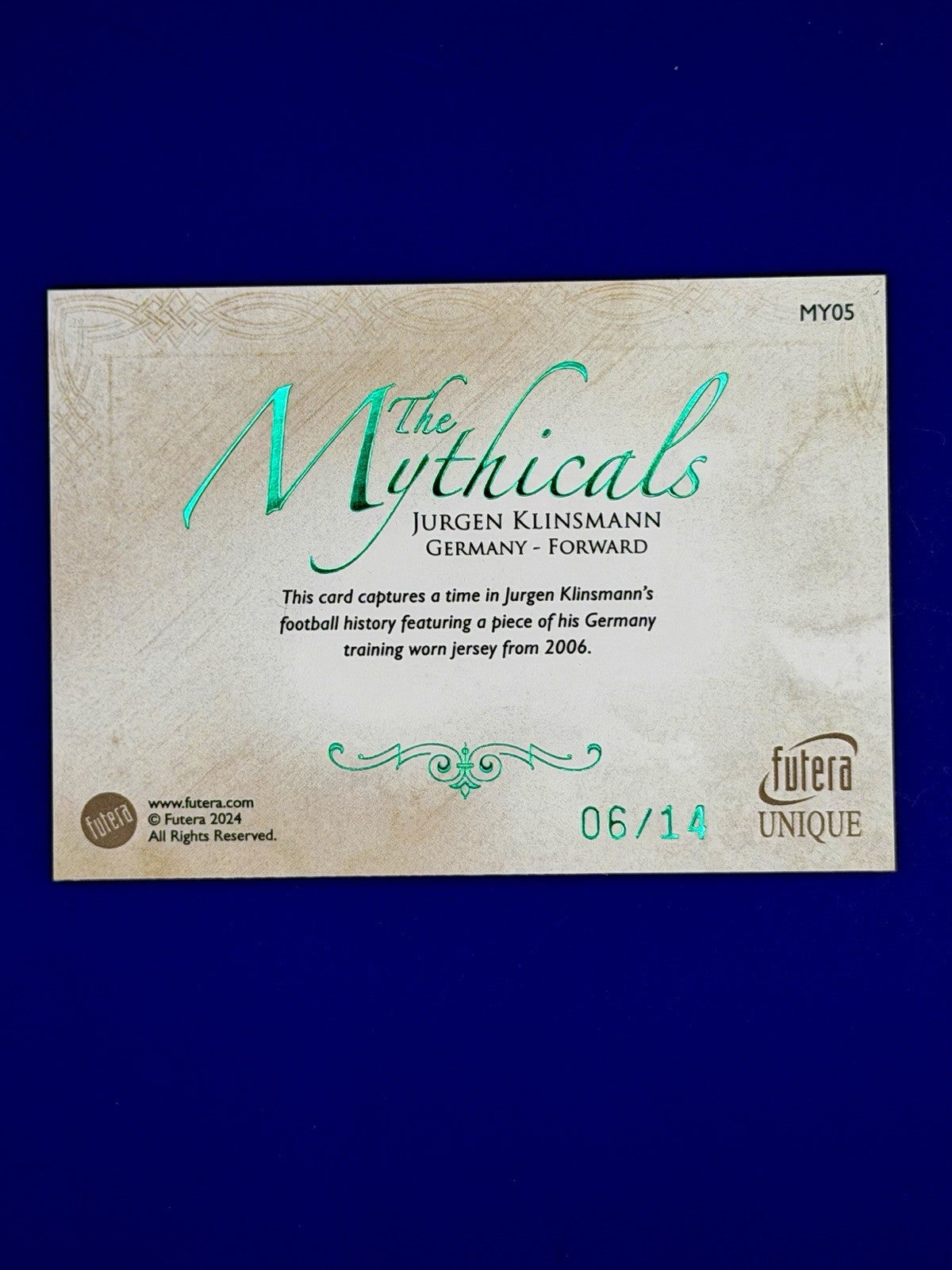 2024 Futera Jurgen Klinsman The Mythicals Relic /14 Germany Tottenham