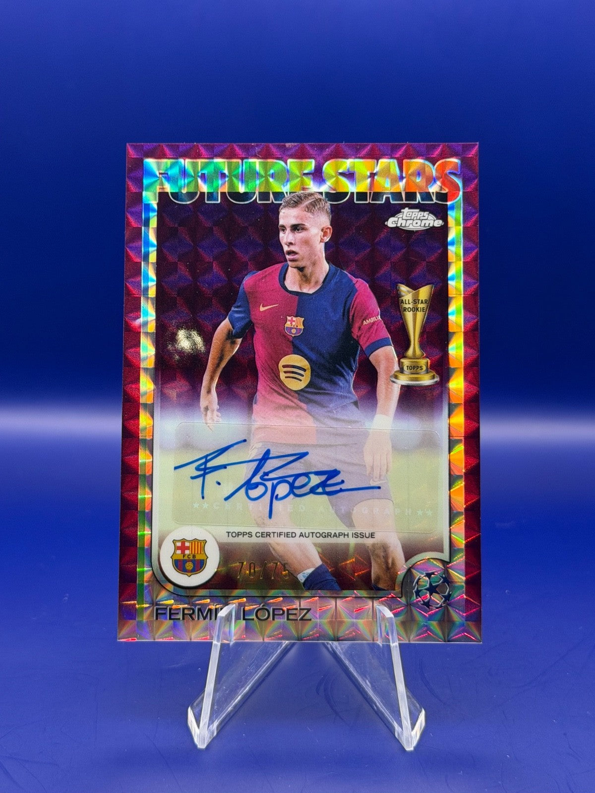 2024-25 Topps Chrome UCC Barcelona Fermin Lopez Auto Magenta Refractor /75