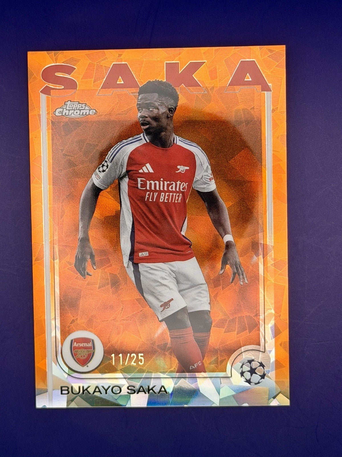 2023-24 Topps Chrome UCC Bukayo Saka Arsenal Orange /25