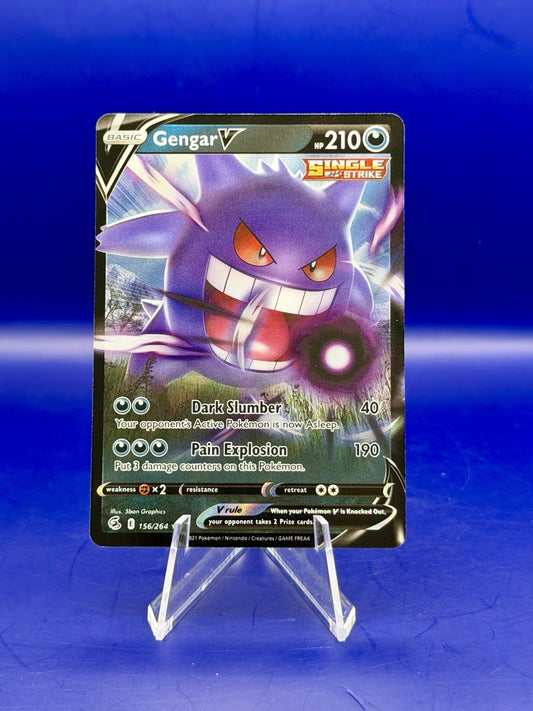 Pokemon Card Gengar v 156/264 Fusion Strike Half Art Holo Ultra Rare NM