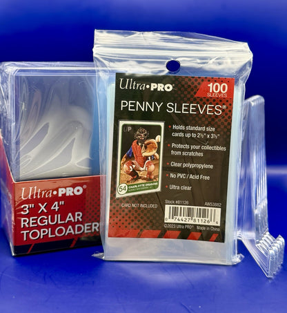 KRDMCK Collector Essentials Pack For TCG 25 Toploaders 100 Sleeves 5 Stands
