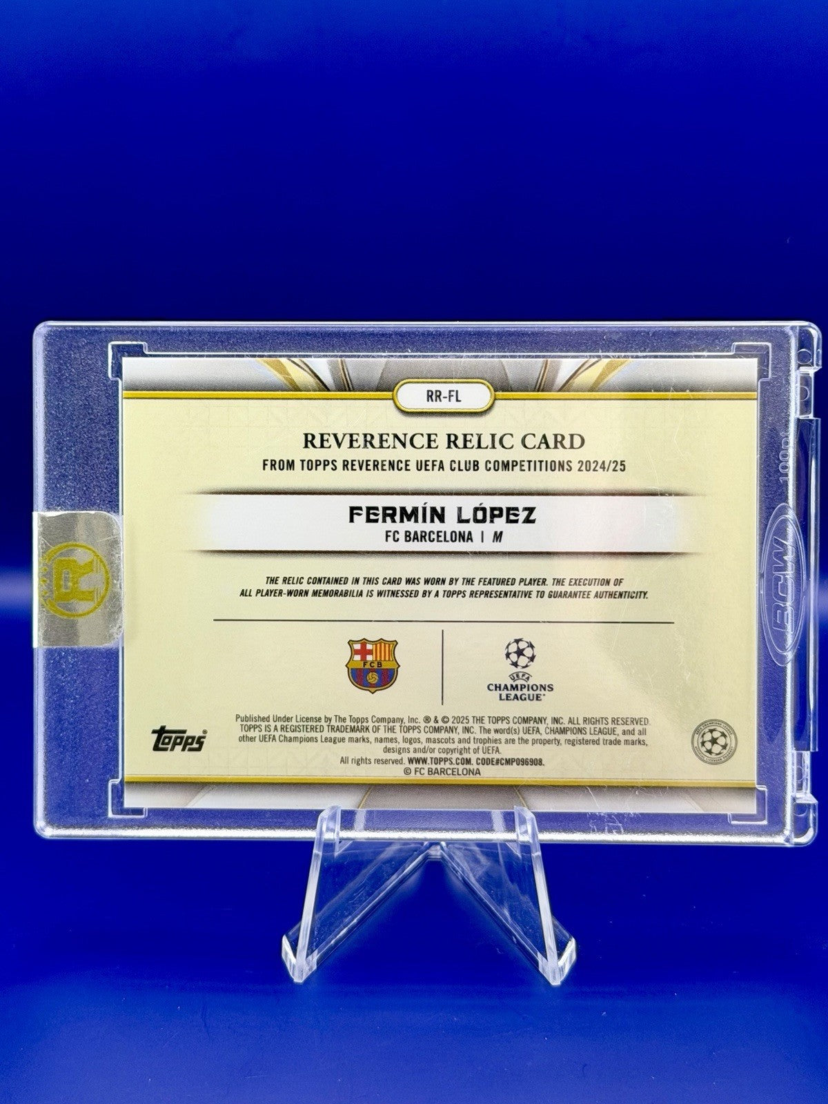 2024-25 Topps Reverence Fermin Lopez FC Barcelona Player Worn Relic /99