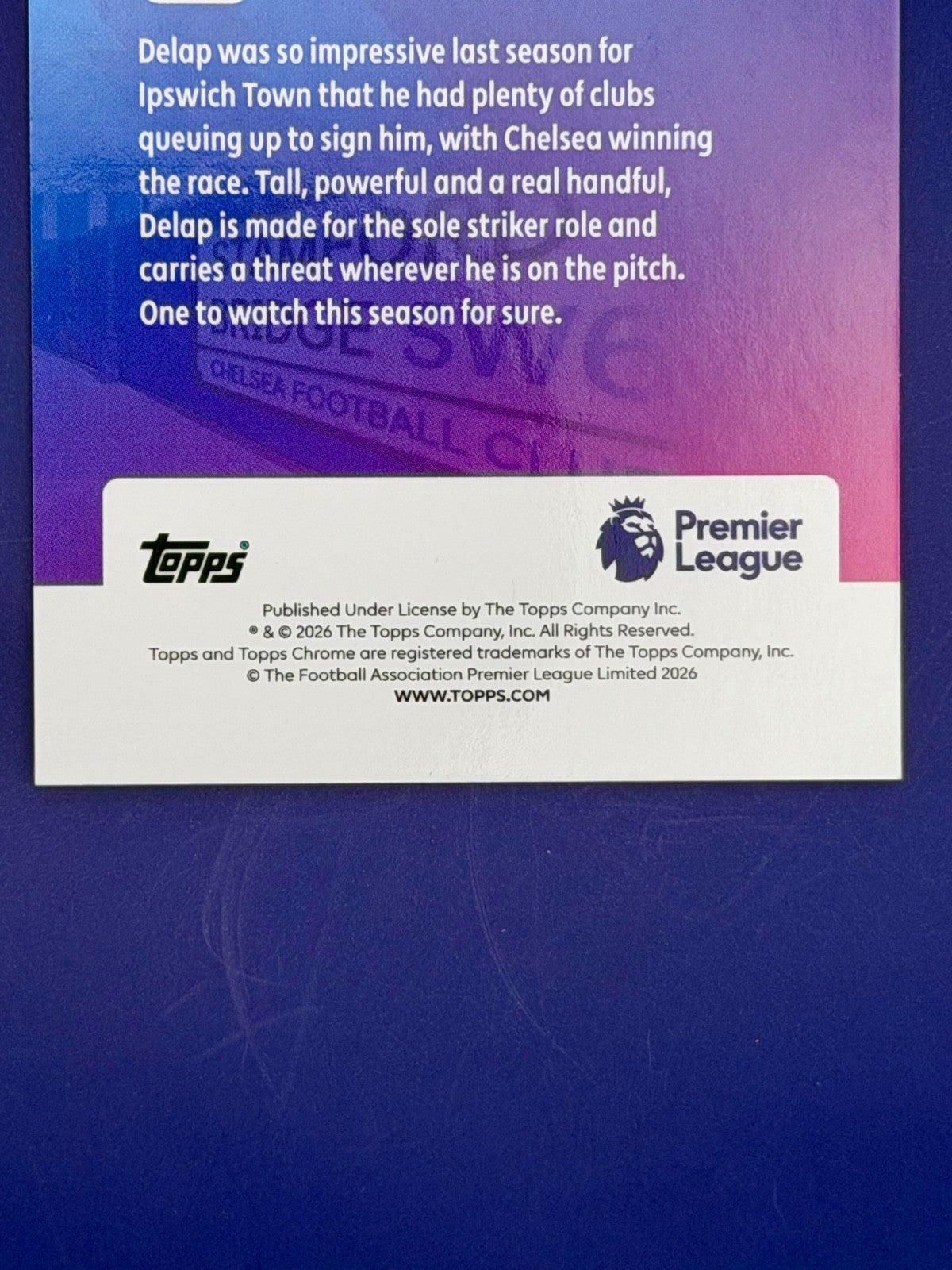 2025-26 Topps Chrome Liam Delap Achelsea Purple Refractor /15