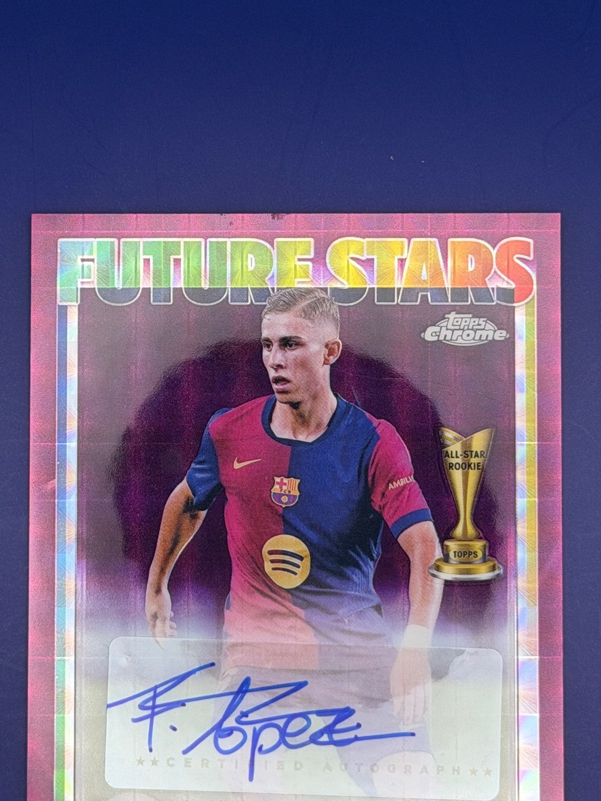 2024-25 Topps Chrome UCC Barcelona Fermin Lopez Auto Magenta Refractor /75