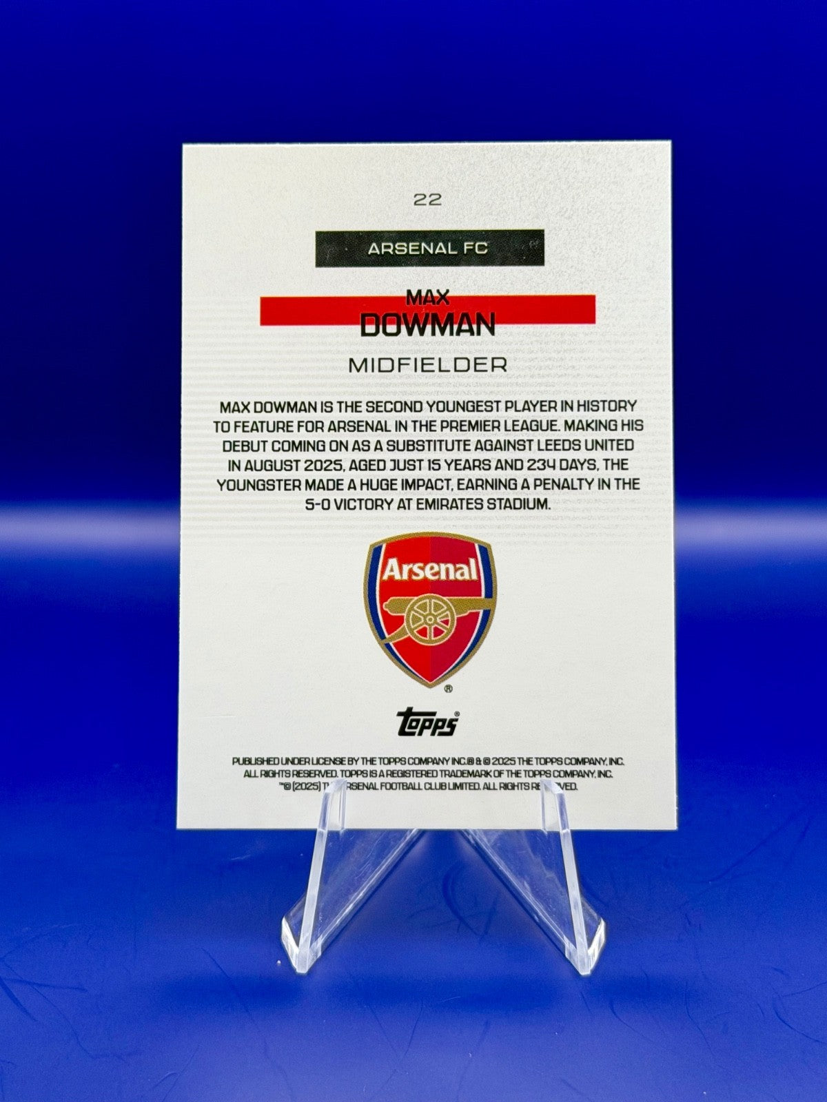 Topps Arsenal Teamset Max Dowman Boafide Rookie