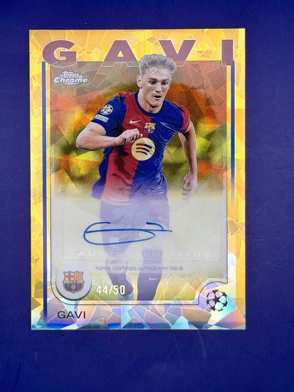2024/25 Topps Chrome UCC Barcelona Gavi Gold Sapphire Auto /50