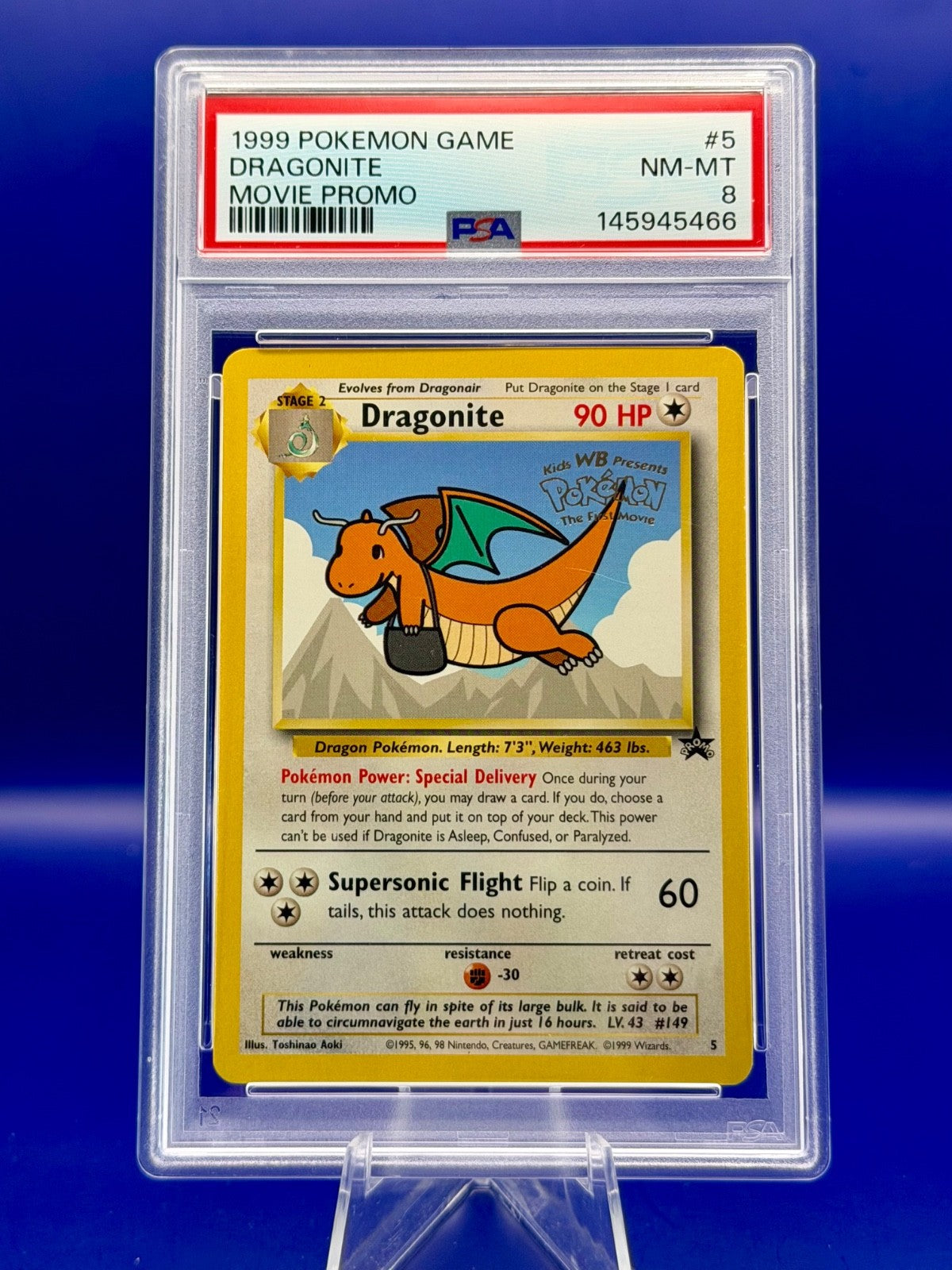 Dragonite (Movie Promo) 05/53 1999 Promo Regular Pokémon Game Card PSA 8