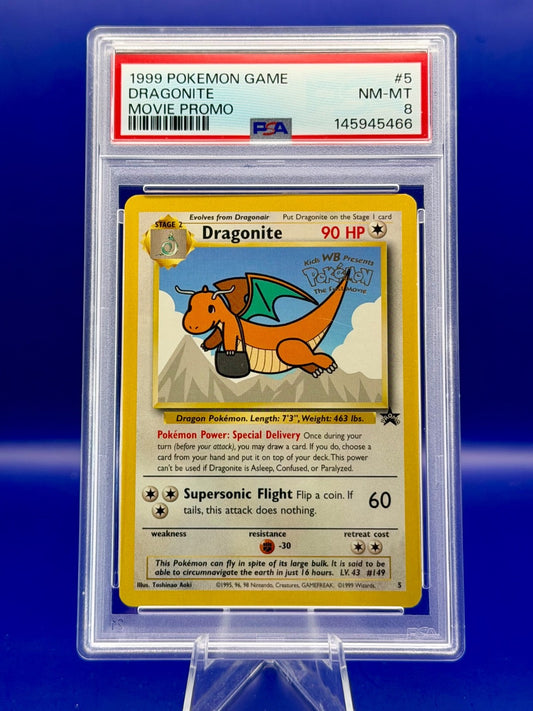 Dragonite (Movie Promo) 05/53 1999 Promo Regular Pokémon Game Card PSA 8