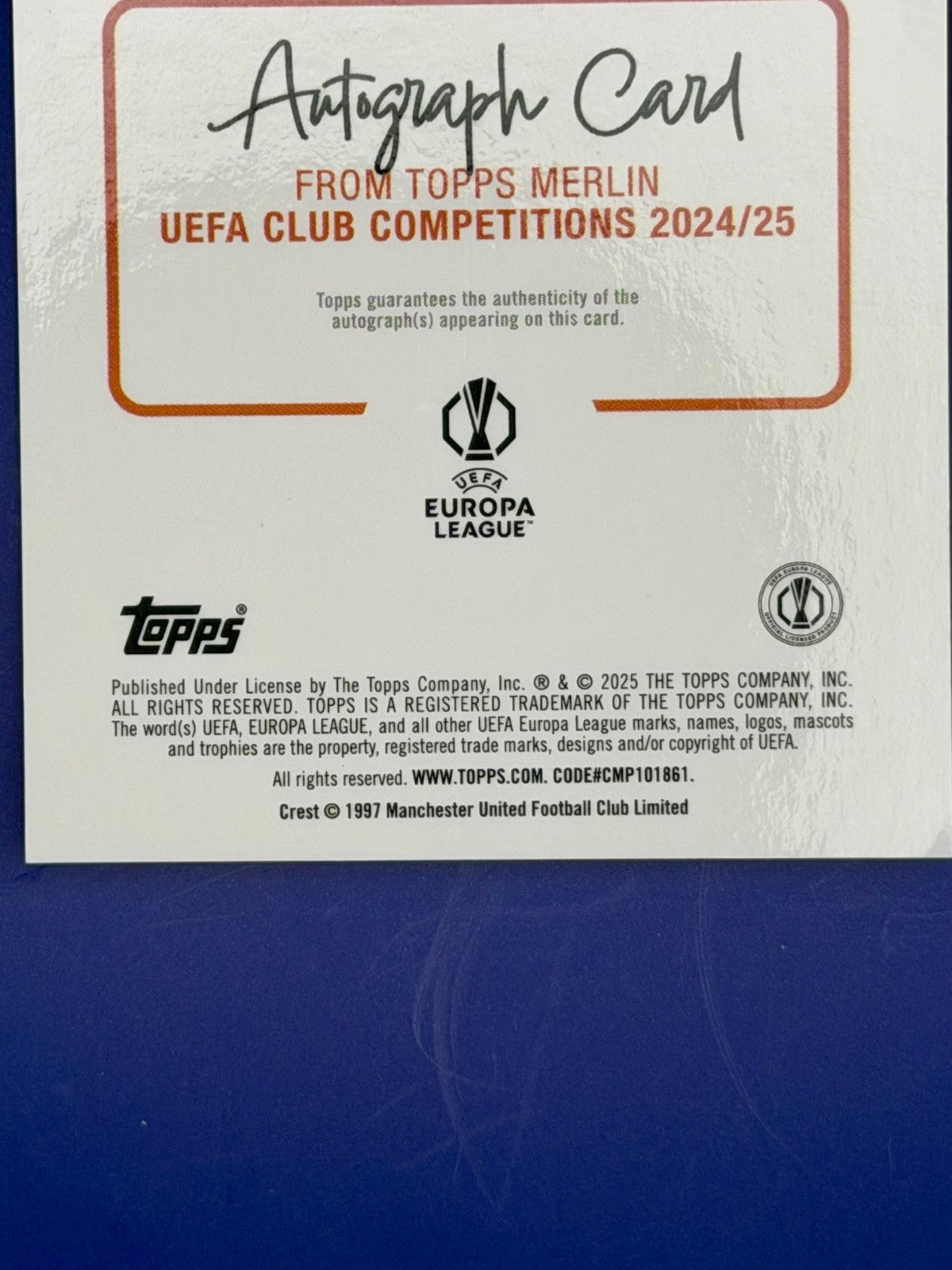 2025-25 Topps Merlin UCC Chido Obi Man Utd Rookie Auto