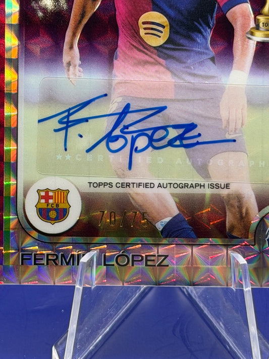 2024-25 Topps Chrome UCC Barcelona Fermin Lopez Auto Magenta Refractor /75