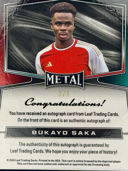 2024 Leaf Metal Signature Series Bukayo Saka Borderless Crystal Gold Auto #1/1