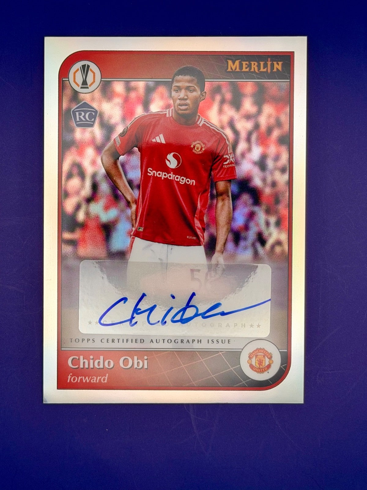 2025-25 Topps Merlin UCC Chido Obi Man Utd Rookie Auto