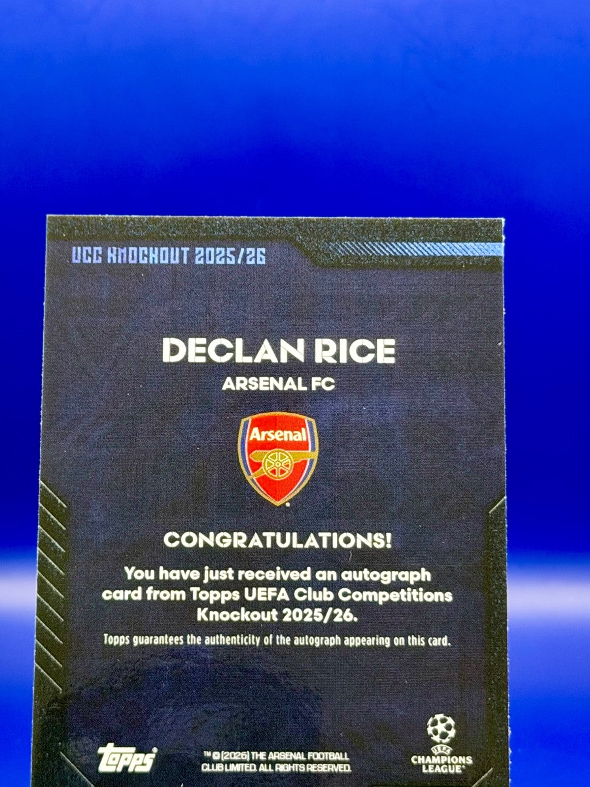 Topps UCC Knockout Declan Rice Auto Soccer Card 2025/26 /99