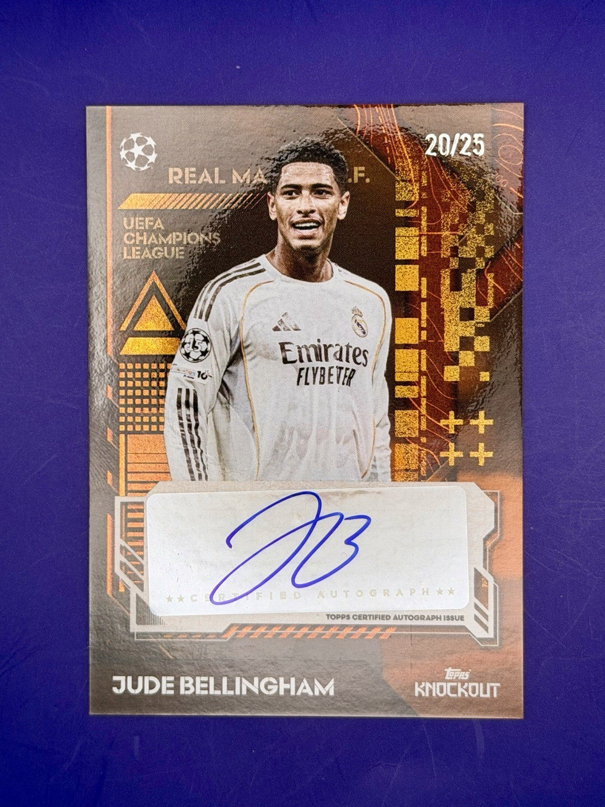 2025 Topps UCC Knockout Jude Bellingham Real Madrid England Orange Auto /25
