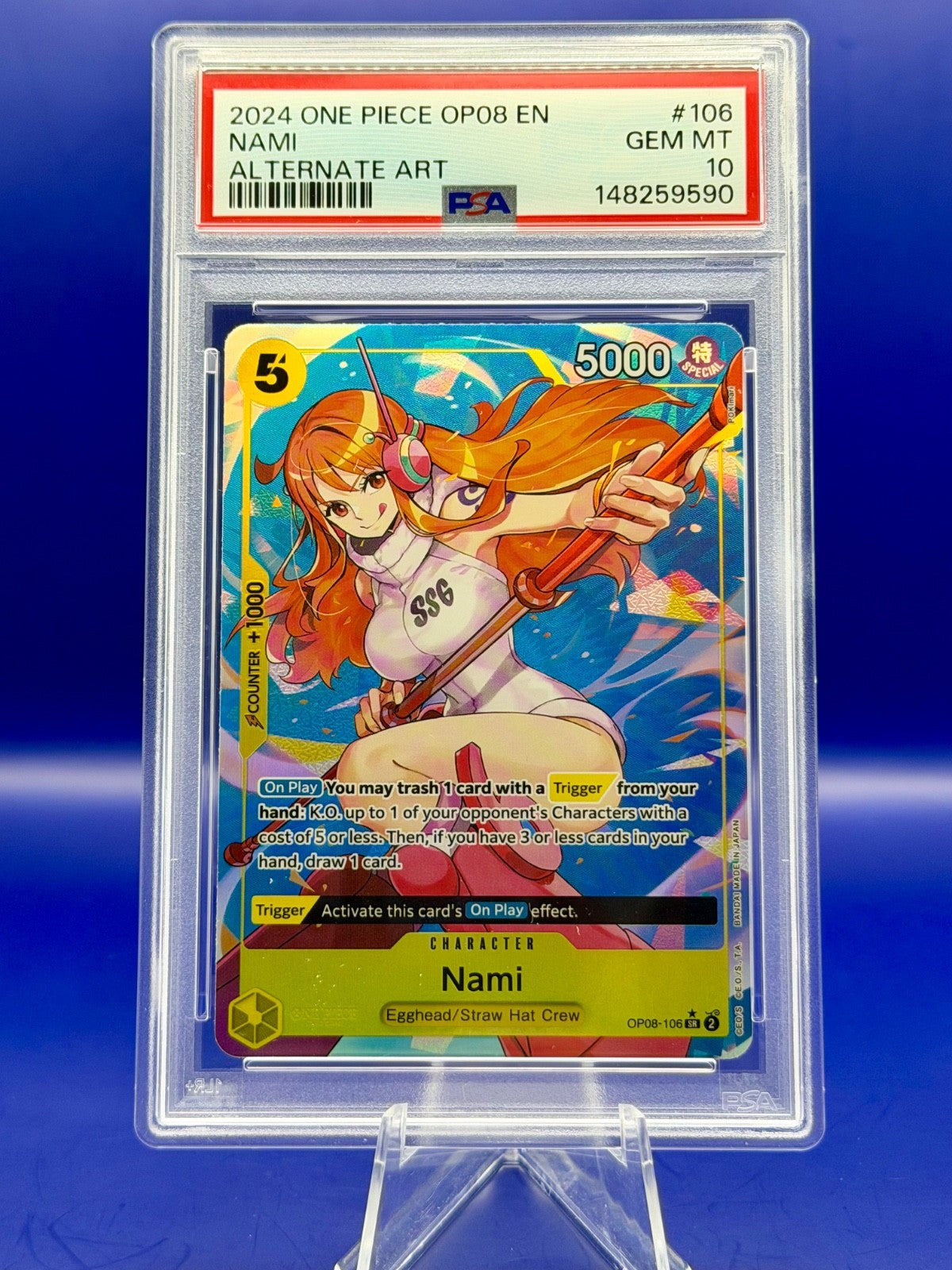 PSA 10 Nami Alternate Art OP08-106 Two Legends One Piece English
