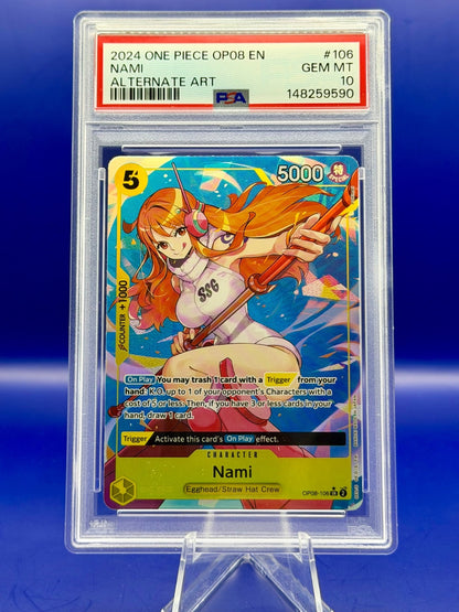 PSA 10 Nami Alternate Art OP08-106 Two Legends One Piece English