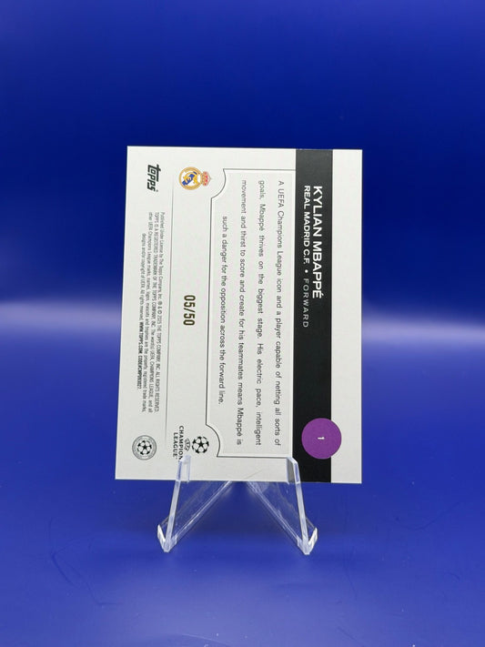 2025 Topps UCC Kylian Mbappe Real Madrid Gold Refractor /50