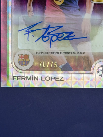 2024-25 Topps Chrome UCC Barcelona Fermin Lopez Auto Magenta Refractor /75