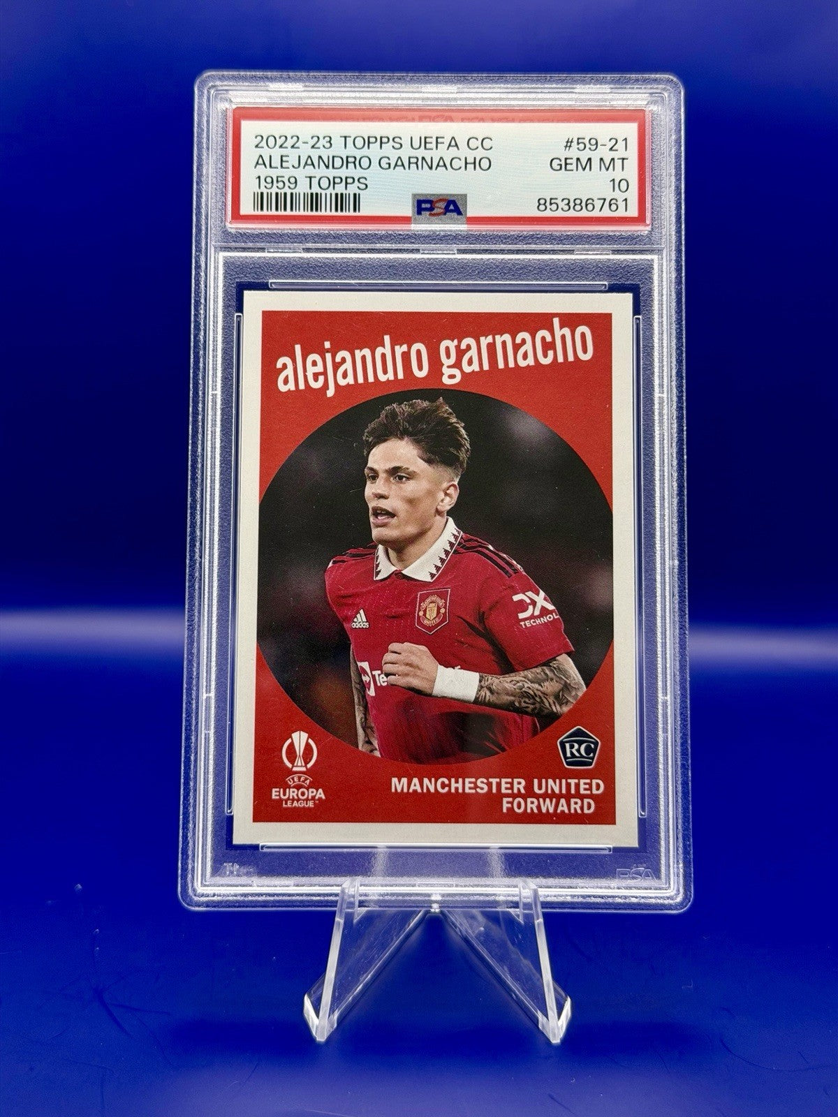 Topps 2022-23 Uefa CC Alejandro Garnacho Card 1959 Rookie PSA 10