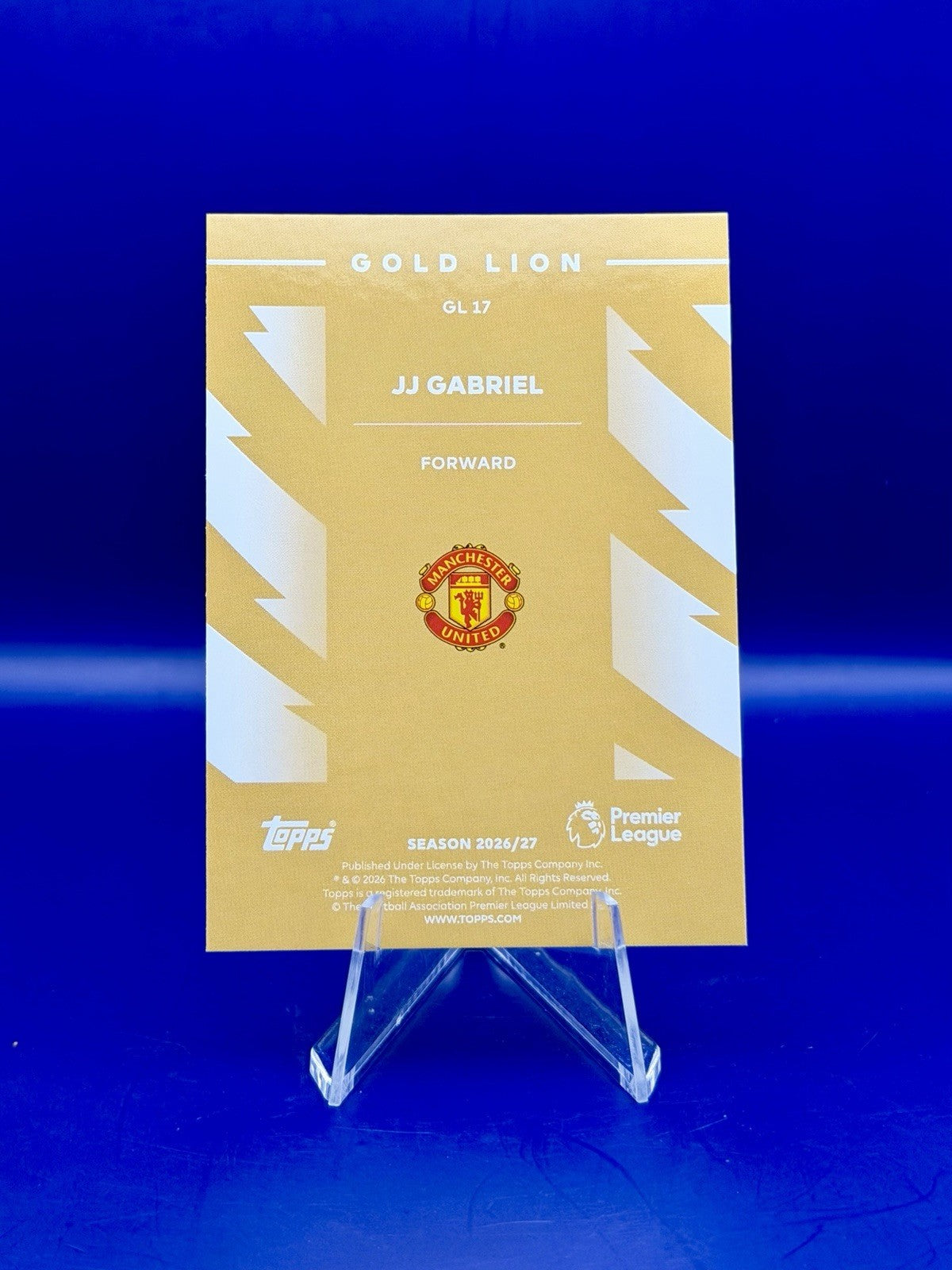 Topps Premier League 2026/27 JJ Gabriel Manchester United Rookie Gold lion