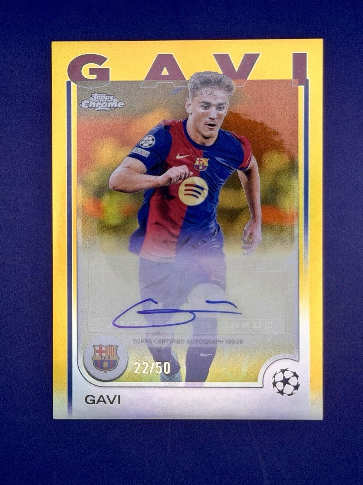 2024/25 Topps Chrome UCC Barcelona Gavi Gold Refractor Auto /50