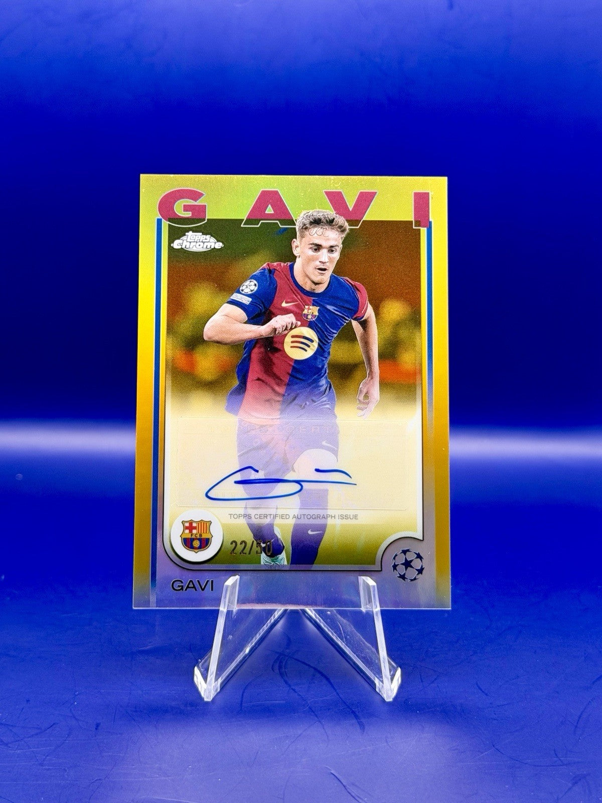 2024/25 Topps Chrome UCC Barcelona Gavi Gold Refractor Auto /50