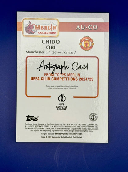 2025-25 Topps Merlin UCC Chido Obi Man Utd Rookie Auto