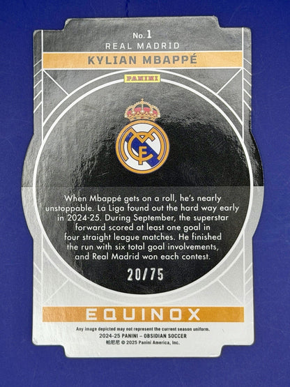 2024-25 Panini Obsidian Equinox Kylian Mbappé #1 Electric Etch Orange /75
