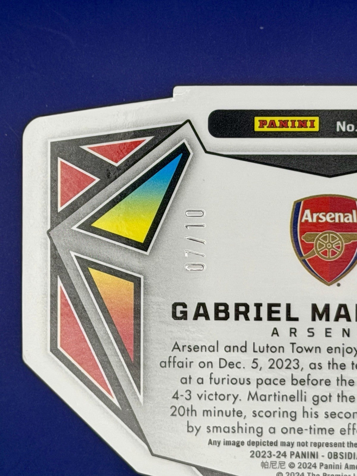 2023-24 Panini Obsidian Gabriel Martinelli Arsenal Vitreous Red Etch /10