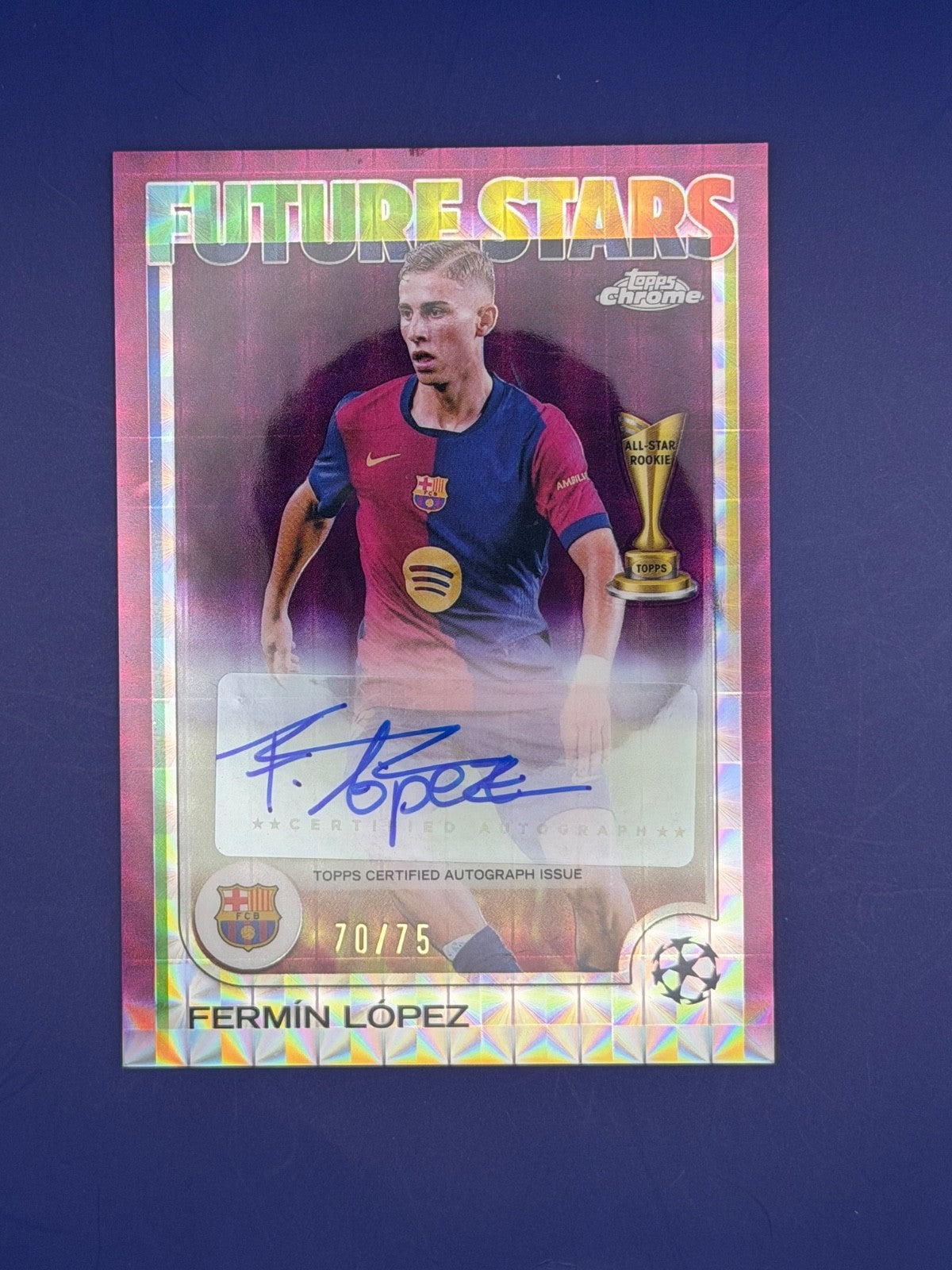 2024-25 Topps Chrome UCC Barcelona Fermin Lopez Auto Magenta Refractor /75