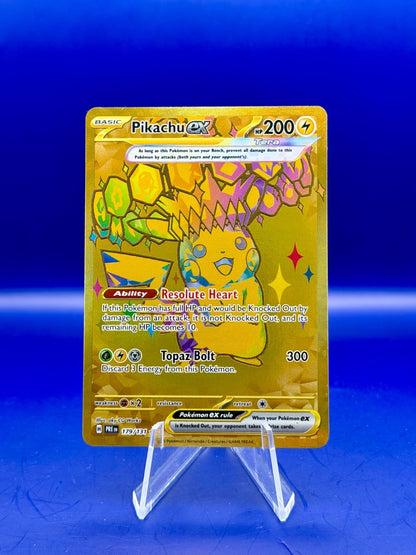 Pokémon TCG SV Prismatic Pikachu EX 179/131 Gold Secret Rare Card