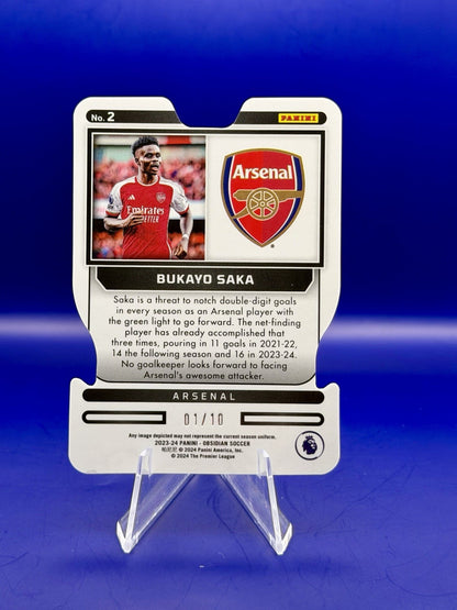 2023-24 Panini Obsidian Bukayo Saka Arsenal Red Supernova Book End 1/10