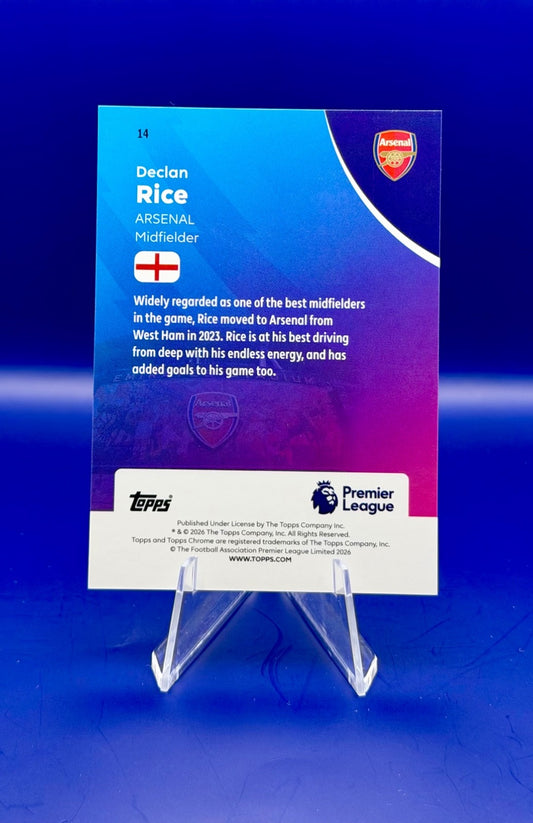 2025-26 Topps Chrome Declan Rice Arsenal Gold Refractor /50