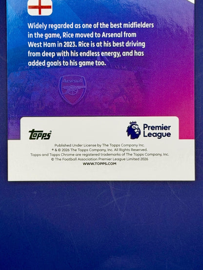 2025-26 Topps Chrome Declan Rice Arsenal Gold Refractor /50