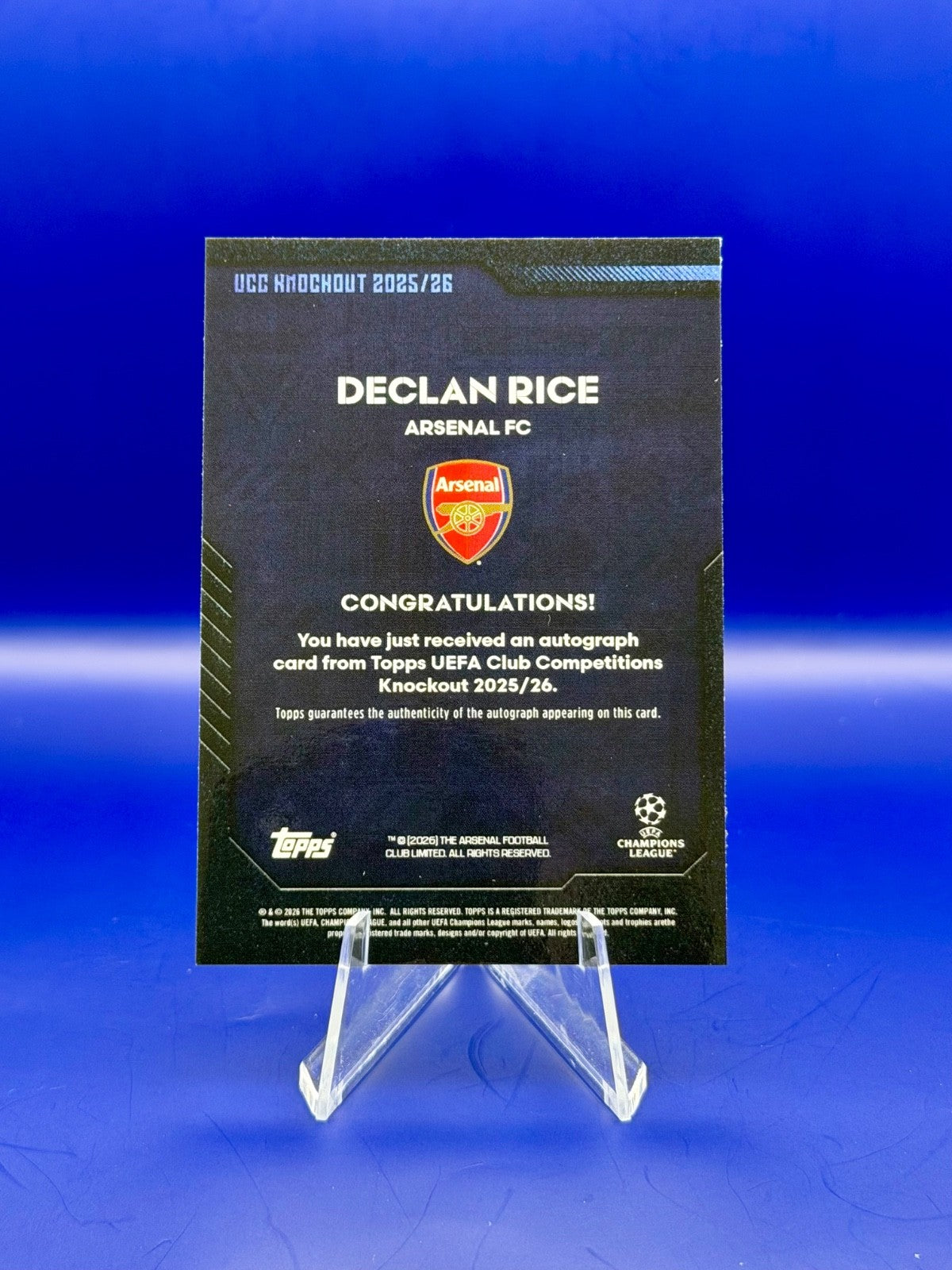 Topps UCC Knockout Declan Rice Auto Soccer Card 2025/26 /99