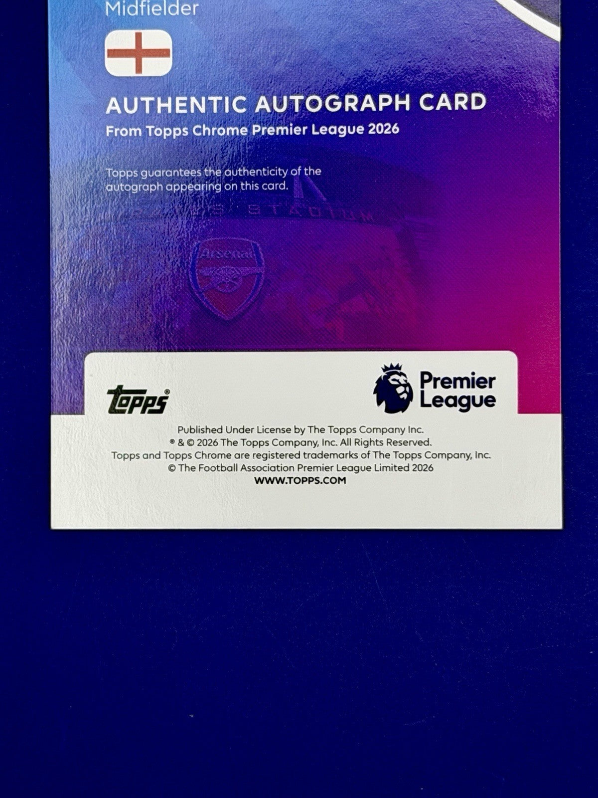 Topps Chrome Premier League 2026 Declan Rice Arsenal Auto /150