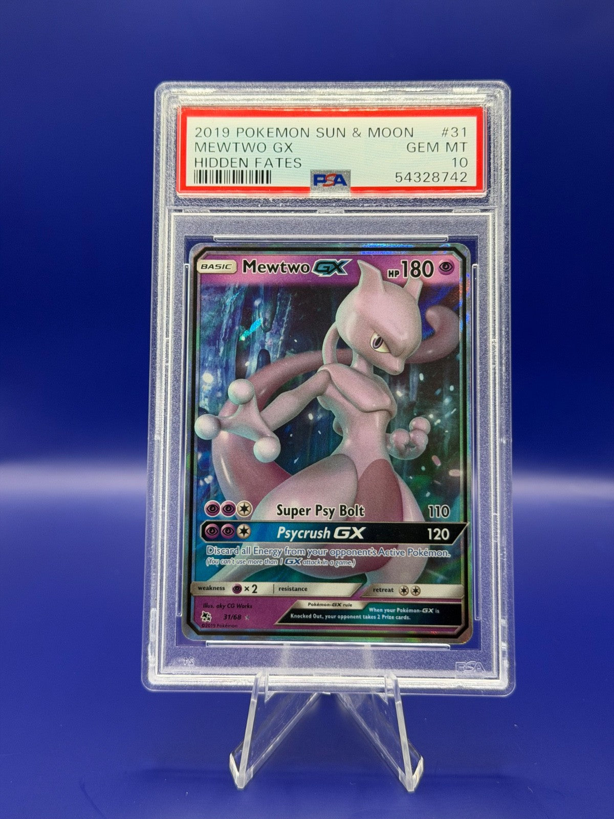 Pokémon Mewtwo GX Card 31/68 Hidden Fates PSA Gem Mint 10