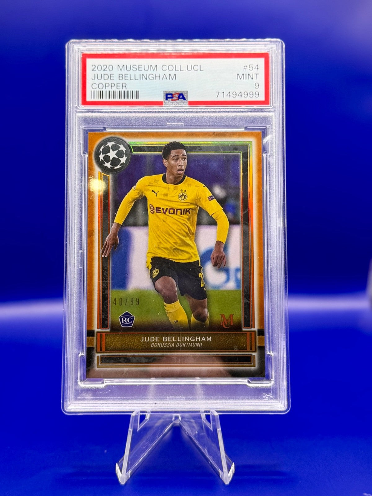 Topps 2020 Museum Collection UCL Jude Bellingham Copper Rookie /99 PSA 9