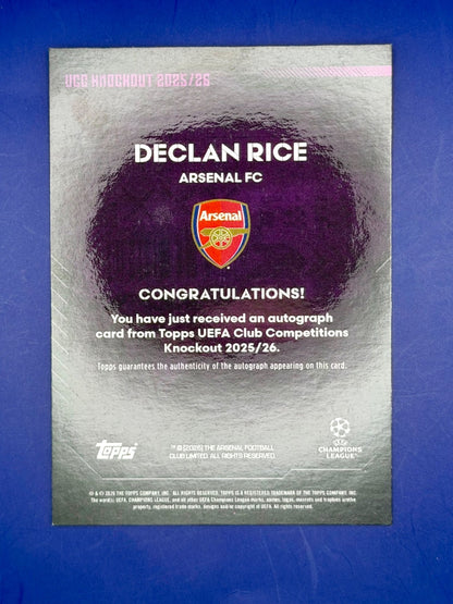 25/26 Topps UEFA Club Competitions Knockout – Arsenal Declan Rice AUTO /50