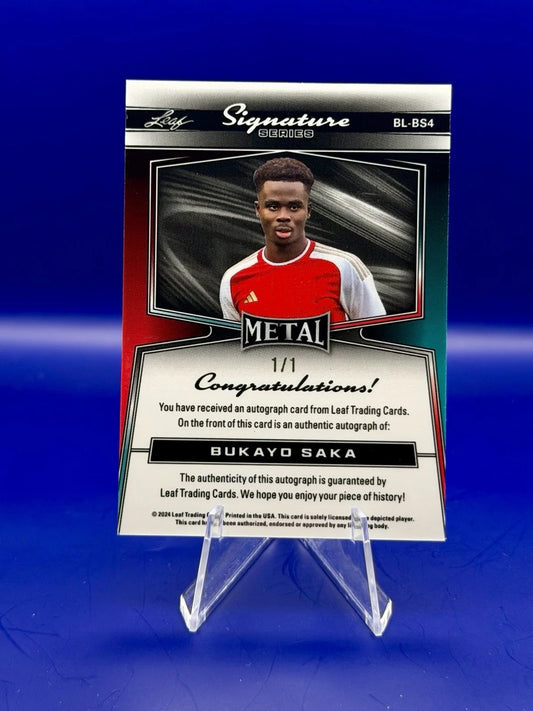 2024 Leaf Metal Signature Series Bukayo Saka Borderless Crystal Gold Auto #1/1