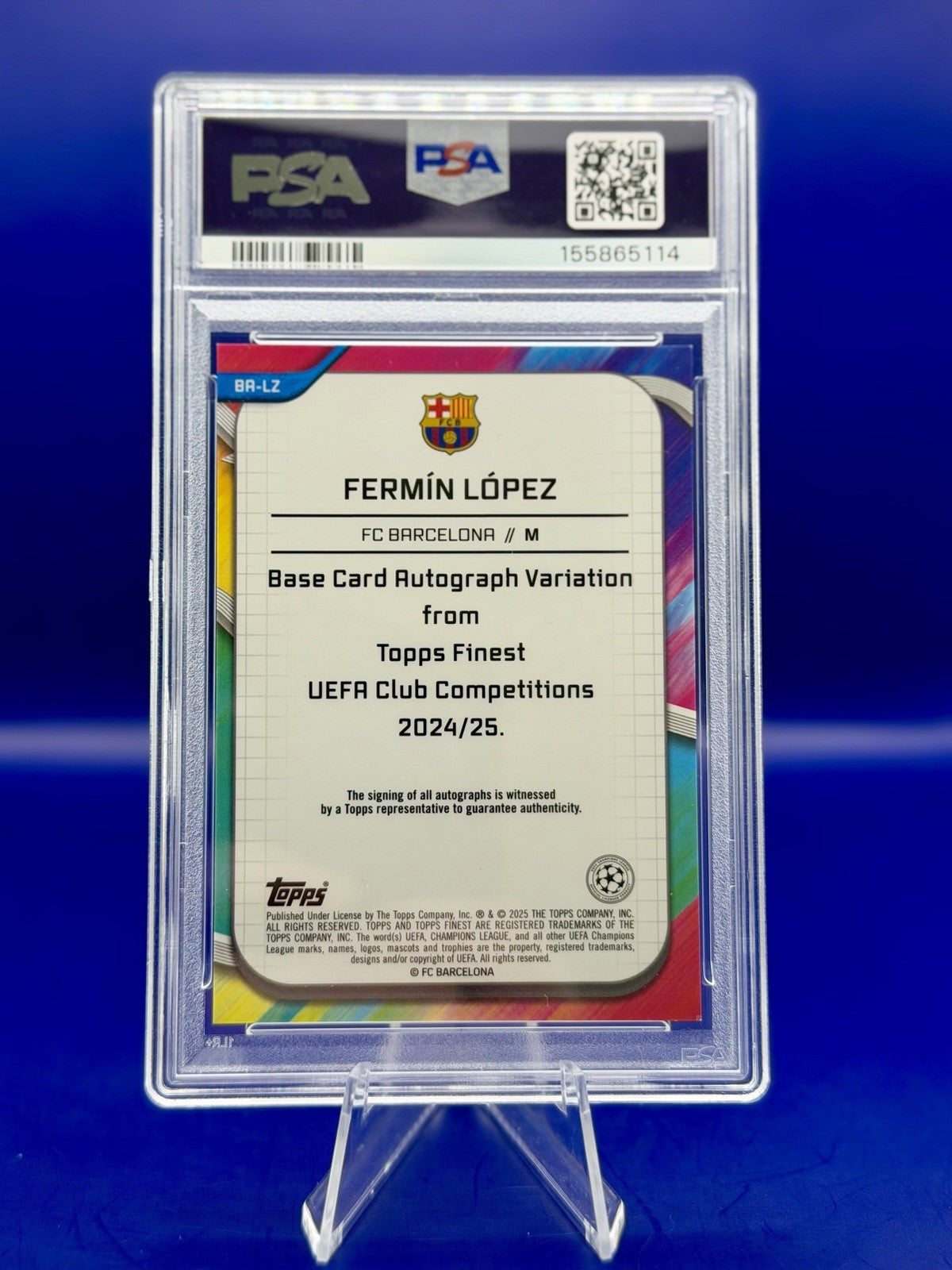 25-25 Topps Finest UCC Fermin Lopez Auto Gold Refractor/50