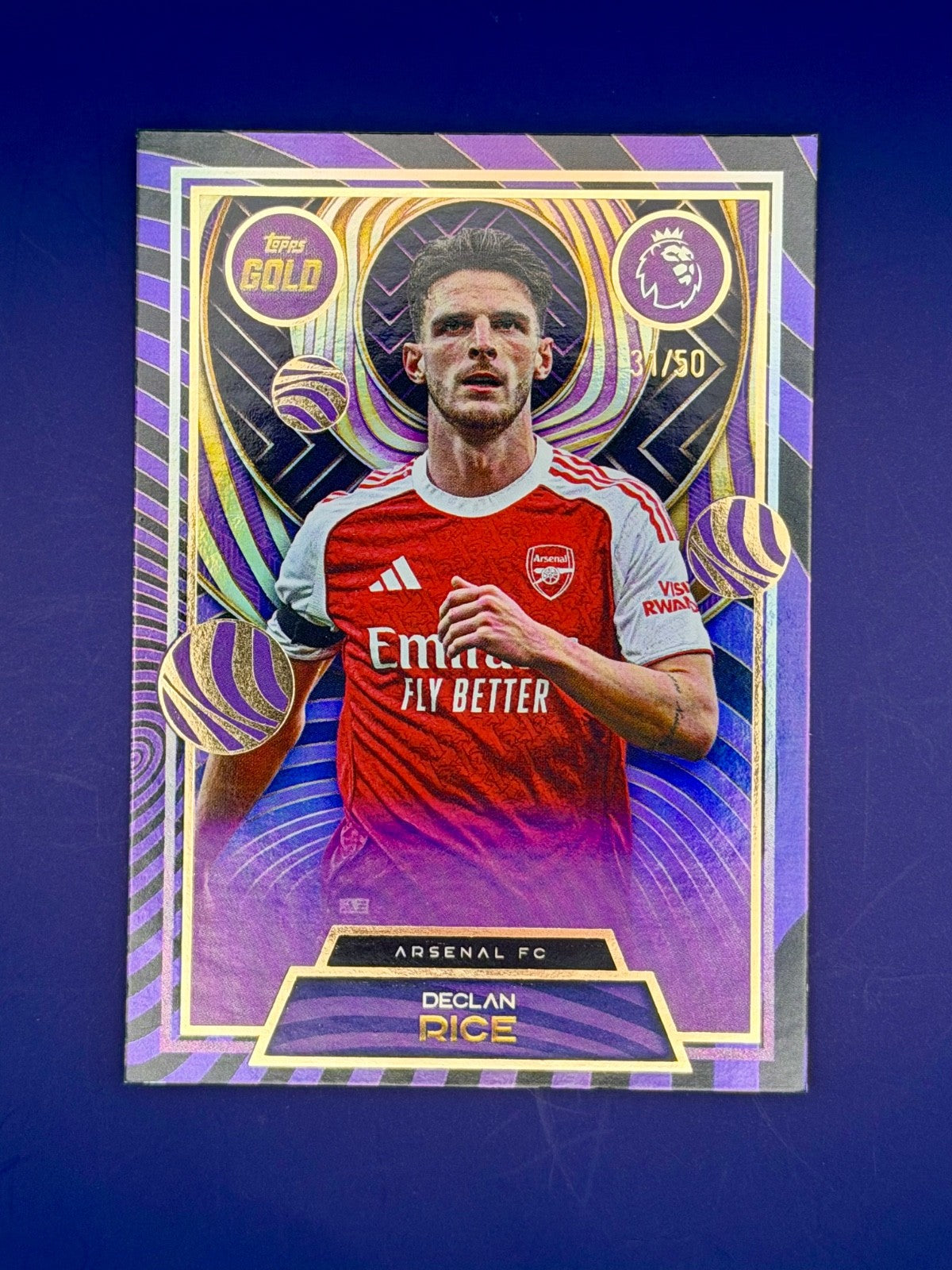 2025 Topps Gold Declan Rice Purple Refractioer /50