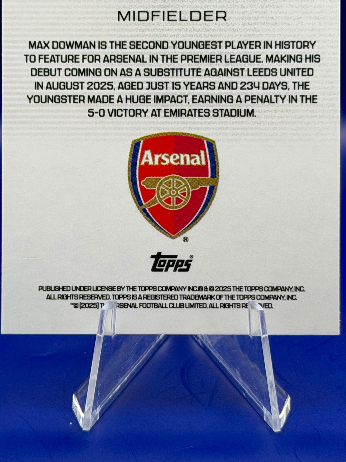Topps Arsenal Teamset Max Dowman Boafide Rookie