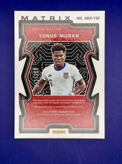 2021/22 Panini Obsidian Yunus Musah USA Patch Auto /149