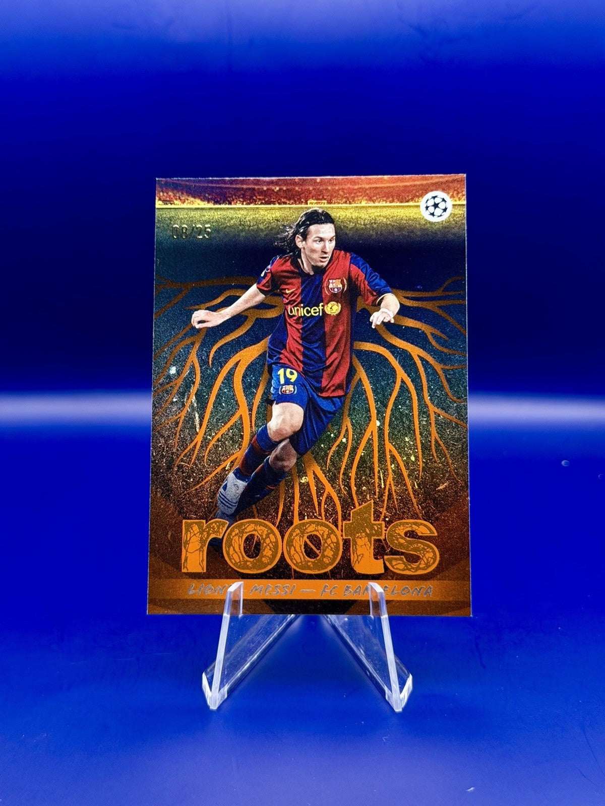 topps ucc flagship 2025/26 roots Lionel Messi FC Barcelona Orange /25