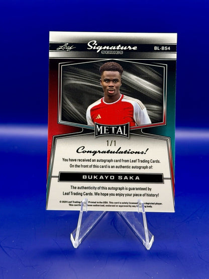 2024 Leaf Metal Signature Series Bukayo Saka Borderless Crystal Gold Auto #1/1