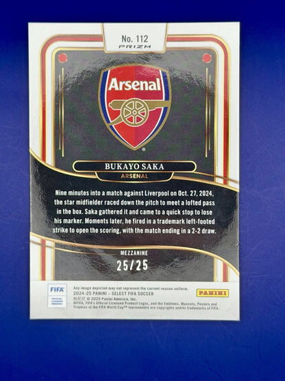 2024-25 Panini Select Mezzanine Bukayo Saka Arsenal Rainbow Book End 25/25